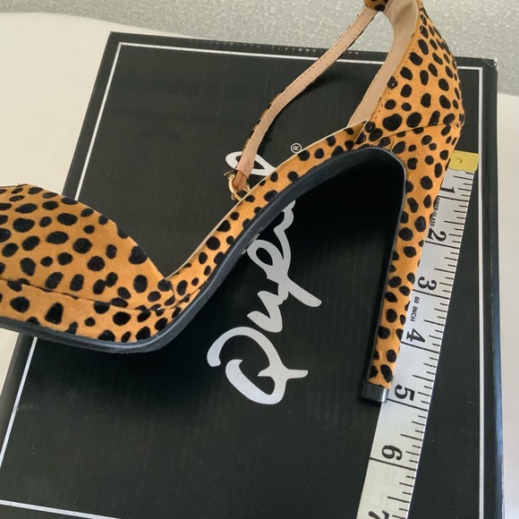 Qupid open toe sandals. Color is Camel/Black Leopard Suede. - Picture 6 of 7